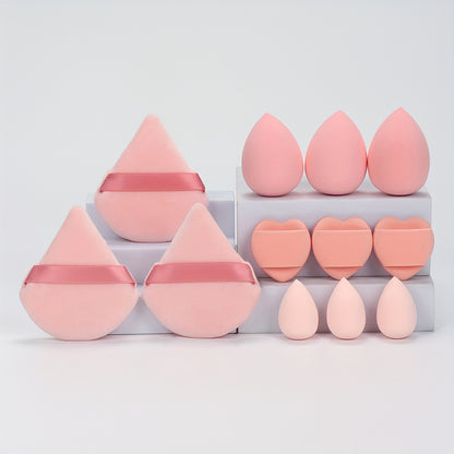 This 12pcs All-In-One Makeup Sponge Set Includes 3 Loose Powder Puffs, 3 Mini Cushion Sponges, 3 Makeup Sponges, And 3 Mini Makeup Sponges. These Sponges Are Perfect for Blending Liquids, Creams, And Powders. Latex-Free, Wet And Dry Use