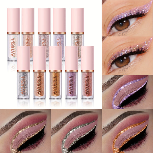 Glitter Eyeliner, Long-lasting and Shimmering Waterproof Colored Eyeliner, Effortlessly Applies Without Smudging, Dries Quickly for Long-lasting Eye Makeup. Suitable as a Christmas Gift for Women