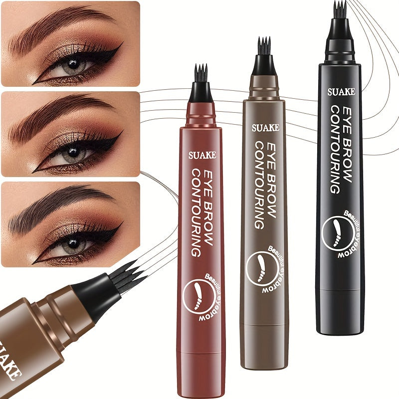 Water-Resistant Eyebrow Pen, Microblading Pencil Featuring a Four-Pronged Tip for Naturally Styled Brows (Available in Five Shades)