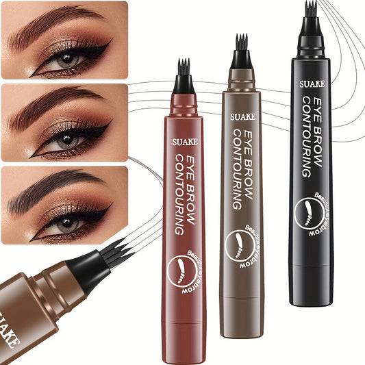 Water-Resistant Eyebrow Pen, Microblading Pencil Featuring a Four-Pronged Tip for Naturally Styled Brows (Available in Five Shades)