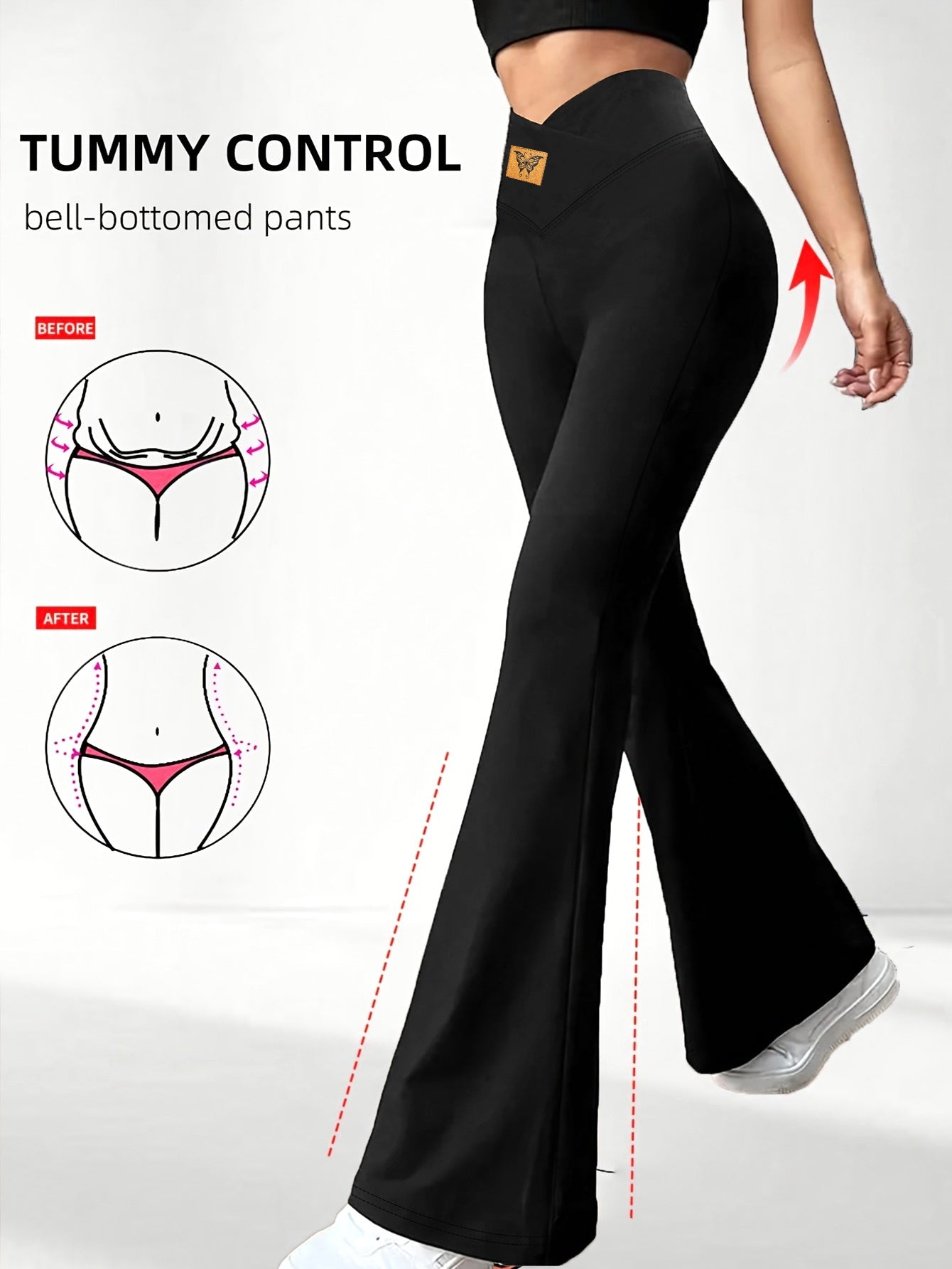 Women's High-Waisted Flared Pants with Belly Button Control - Tummy Management Leggings, Non-See-Through Stretchy Pants for Workouts, Casual & Formal Outfits - All-Season Slim Fit Bottoms