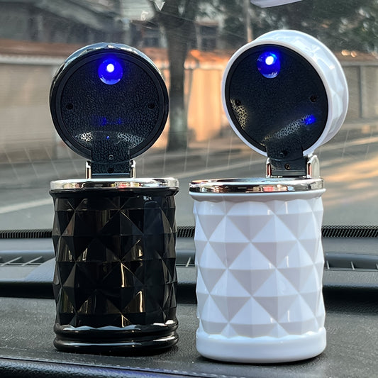 Car Ashtray with LED Light Portable Universal Alloy Ashtray Car Ashtray Sealed Ashtray