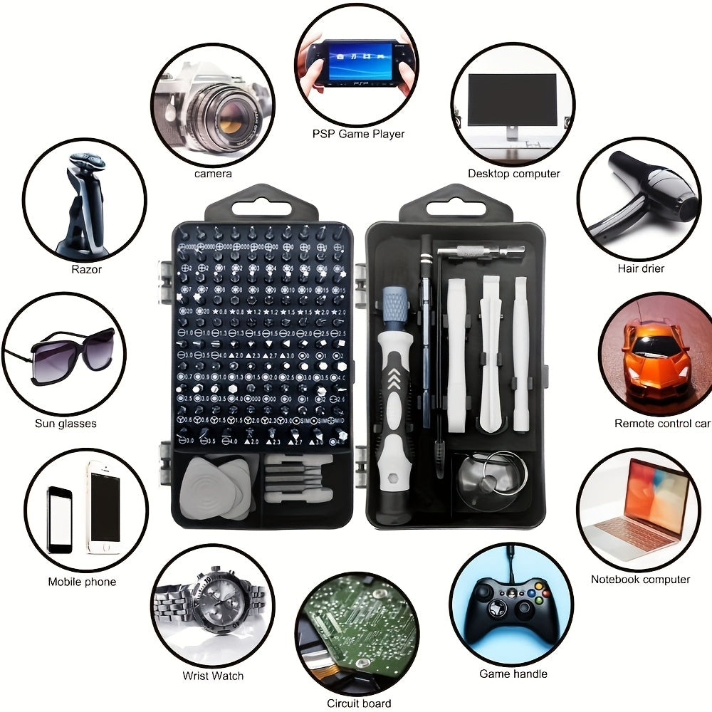 HOMEFISH 115-In-1 Enhanced Screwdriver Kit with Strong And High Durability, Complete Tool Set for Multifunctional Disassembly Featuring Specially Shaped Bits