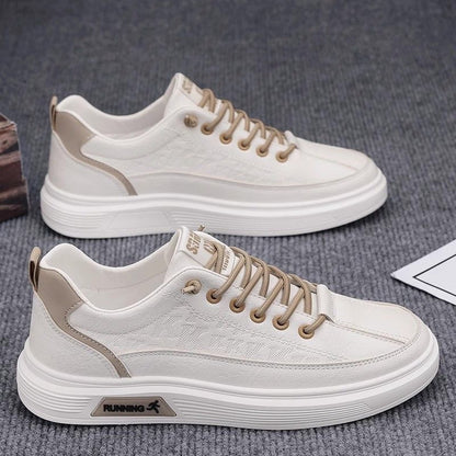 New Men'S Breathable White Sneakers, Trendy And Versatile with Thick Soles, Suitable for Sports And Casual Wear