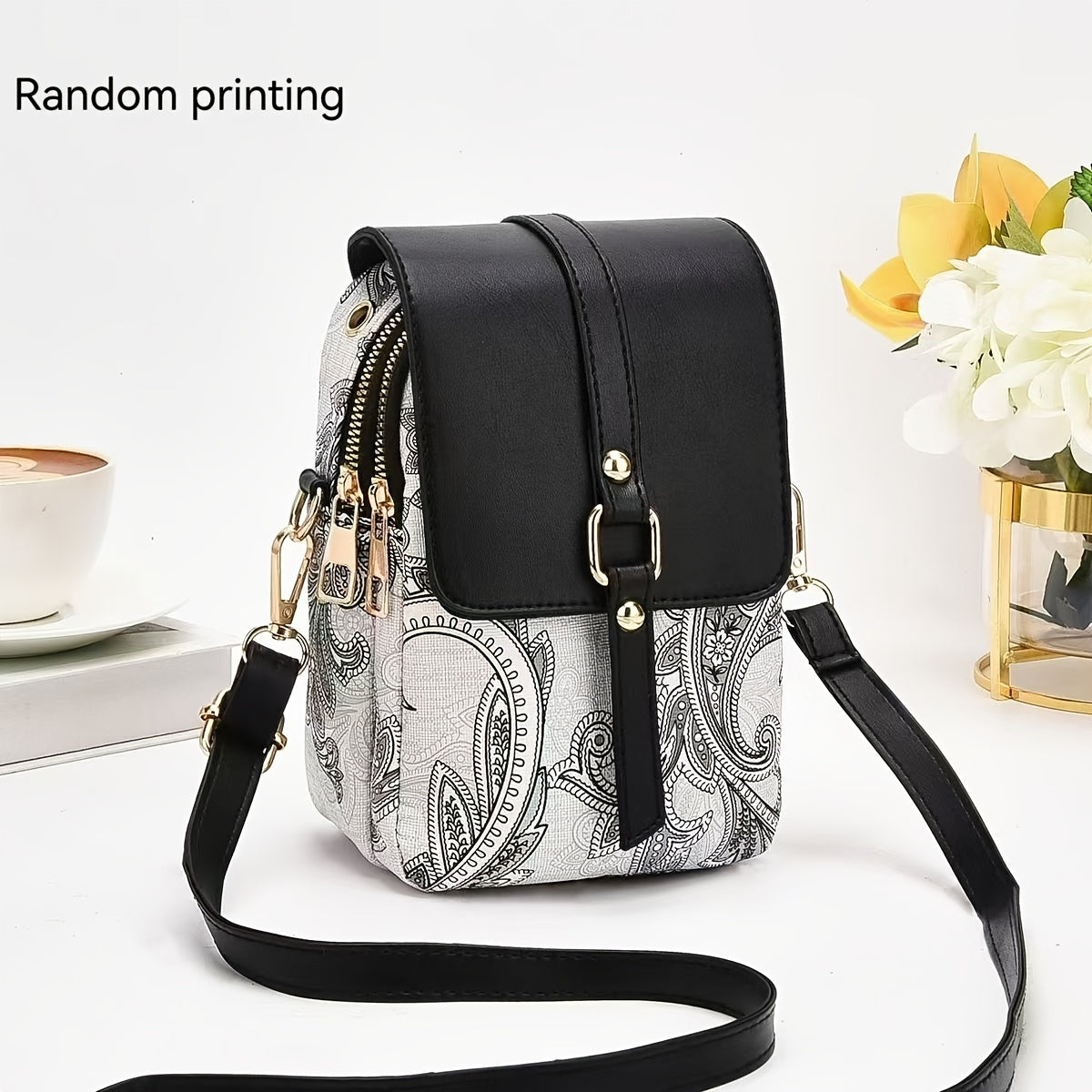 Small Bag Women's Bag 2024 New High-end Light Luxury Print Multi-layer Mobile Phone Bag Mini Niche Versatile Practical Color Single Shoulder Bag Crossbody Bag