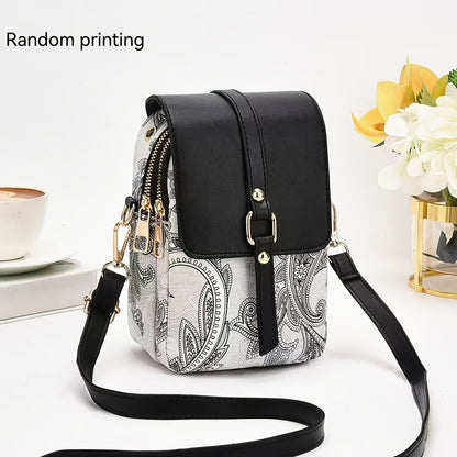 Small Bag Women's Bag 2024 New High-end Light Luxury Print Multi-layer Mobile Phone Bag Mini Niche Versatile Practical Color Single Shoulder Bag Crossbody Bag