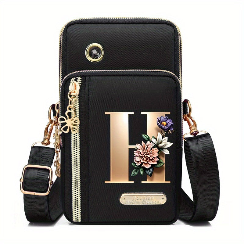 Flower Ben Letter Z Print Fashion Casual Shoulder Bag Crossbody Bag Coin Purse New Nylon Cloth New Mobile Phone Shoulder Bag Bag Women'S Bag