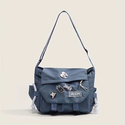 Women'S Nylon Casual Crossbody Messenger Bag - Features a Badge