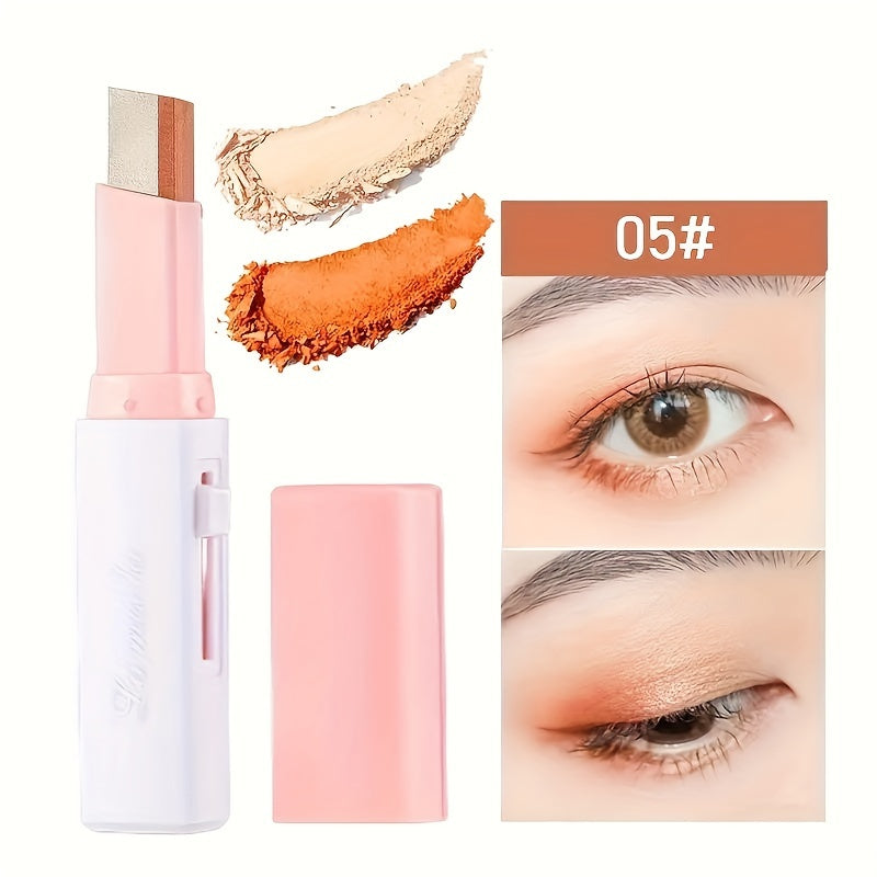 Dual-Color Eyeshadow Stick/Waterproof, Sweat-Proof, Smudge-Proof/Long-Lasting, Fading-Resistant/Essential Makeup for Going Out/Perfect Gift/Contains Plant Squalane