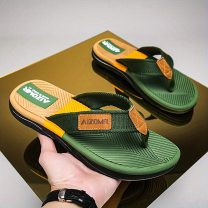 Summer Men's Sandals Trend Match Color Anti-slip Anti-odor Soft Sole Fashion Wear Cloth Belt Flip-flops Men