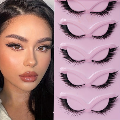 5 Pairs of False Eyelashes Cat Eye Fox Eye Lashes Natural Long Cartoon Eyelashes Wing Tail Eye Extension Lashes Makeup