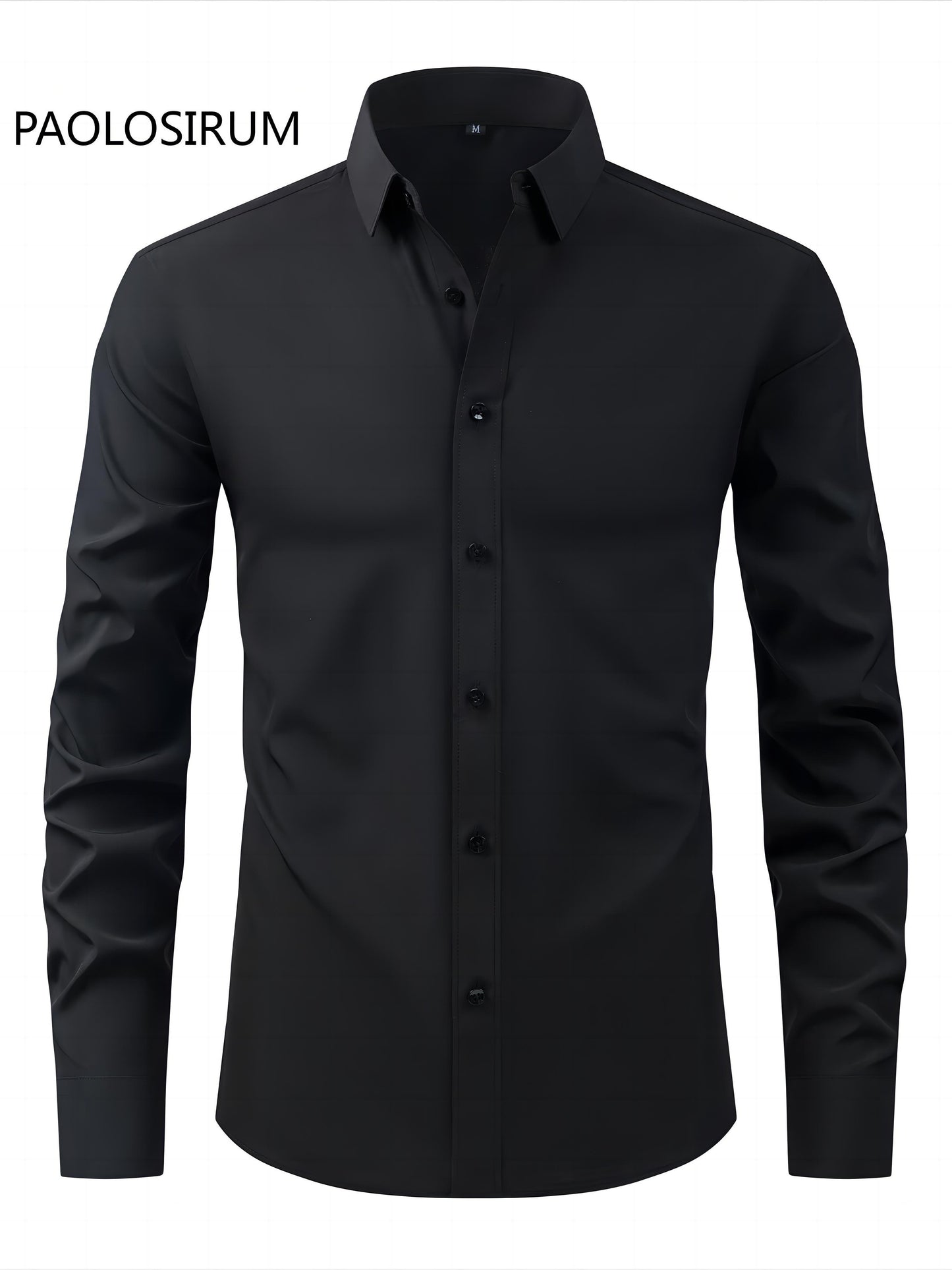 2025 New Men'S Business Slim-Fit Long-Sleeve Shirt, Wrinkle-Free, Elastic, And Made of Cool .