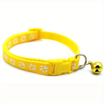 Pet Sticker Cloth Collar Dog Cat Collar Single Footprint Paw Print Bell Collar Cat Buckle Collar Burst Money Ring