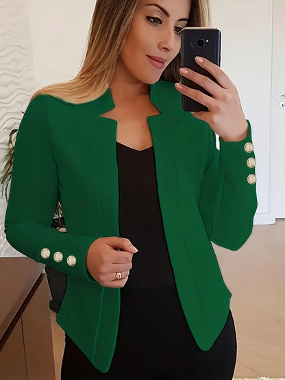 Women'S Casual Long Sleeve Blazer - Solid Color Button-Up Front, Loose Fit, Long Sleeve, Fall/Winter Office & Workwear, Casual Blazer for Women, Office Blazer
