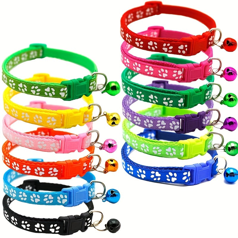 Pet Sticker Cloth Collar Dog Cat Collar Single Footprint Paw Print Bell Collar Cat Buckle Collar Burst Money Ring