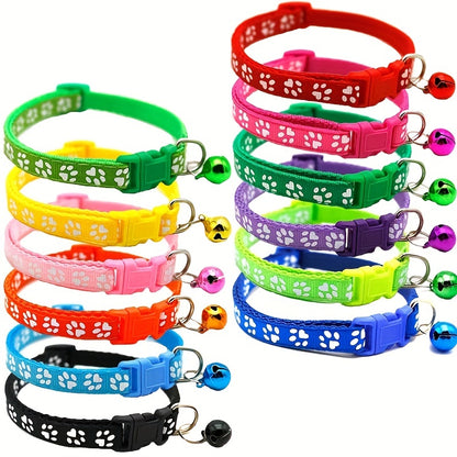 Pet Sticker Cloth Collar Dog Cat Collar Single Footprint Paw Print Bell Collar Cat Buckle Collar Burst Money Ring