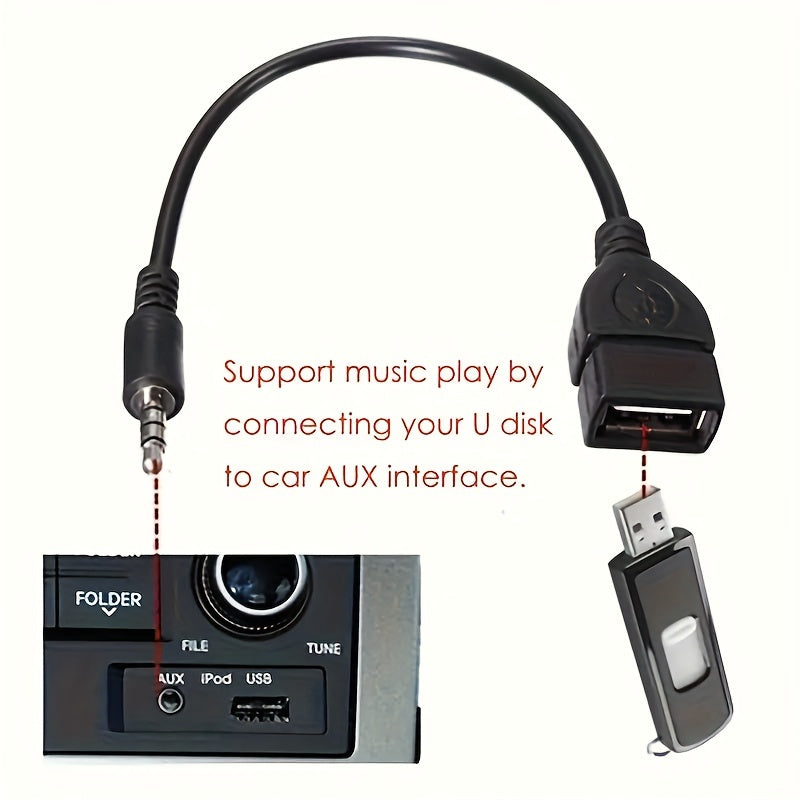 3.5Mm Audio Adapter Cable for Car, USB to AUX Audio Adapter for Vehicle Use, OTG Audio Cable, Not Suitable for Mobile Phones