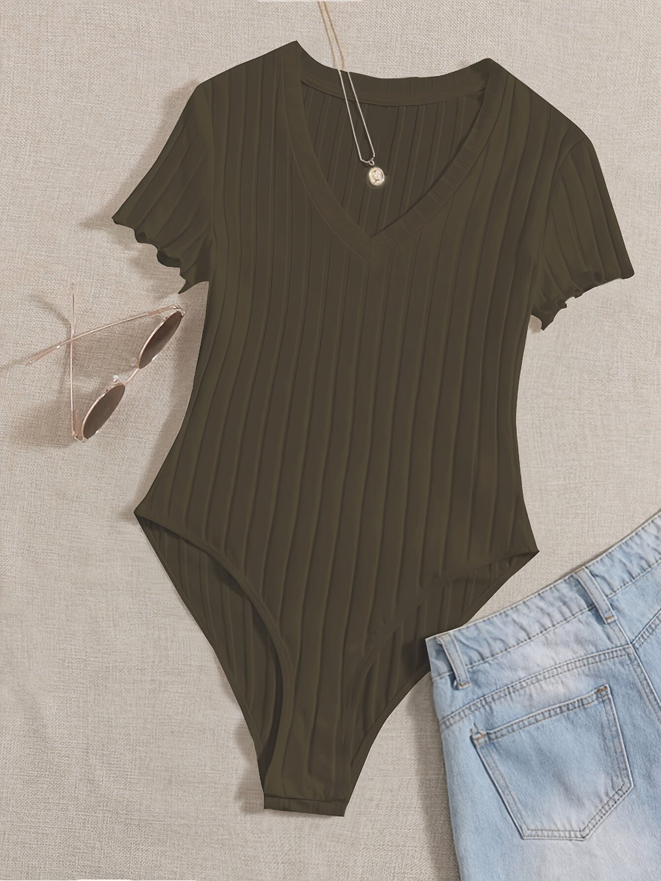 Lettuce Trim Ribbed Bodysuit