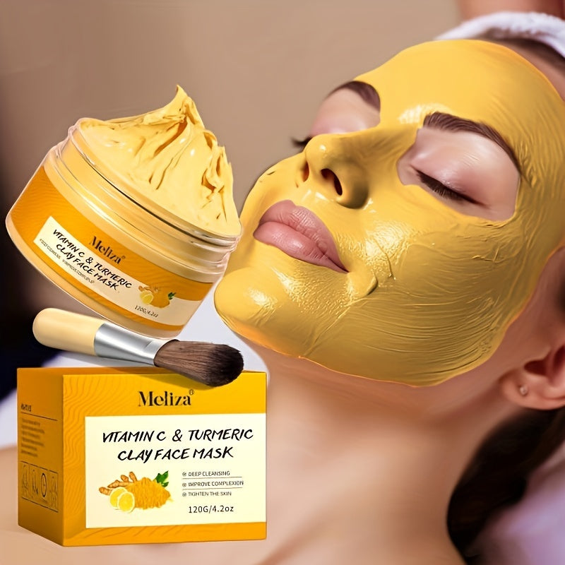 [Turmeric Vitamin C Facial Mask] Turmeric Vitamin C Cleaning Facial Mask Turmeric Mud Facial Mask Deep Cleaning Facial Mask Vitamin C Smearing Facial Mask Perfect Gift for Christmas, Halloween, Carnival, Valentine's Day and New Year