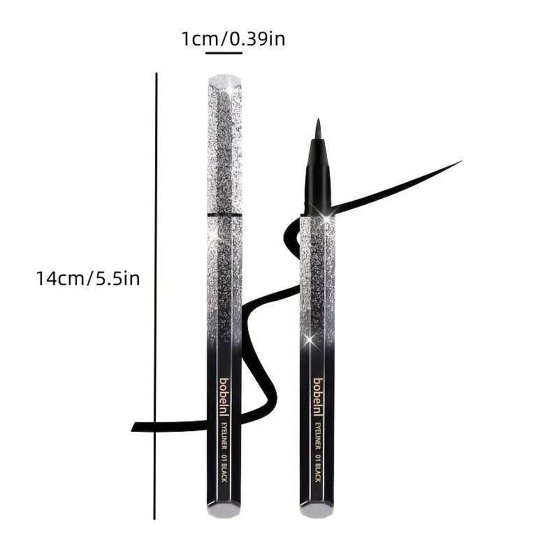 [1pc Waterproof Black Eyeliner Pen] 1pc Long-Lasting Waterproof Black Starry Sky Eyeliner Pen with Sponge Tip - Smooth and Quick-Drying for Beautiful Eye Makeup