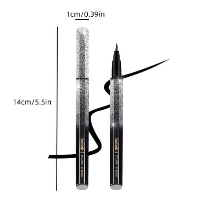 [1pc Waterproof Black Eyeliner Pen] 1pc Long-Lasting Waterproof Black Starry Sky Eyeliner Pen with Sponge Tip - Smooth and Quick-Drying for Beautiful Eye Makeup