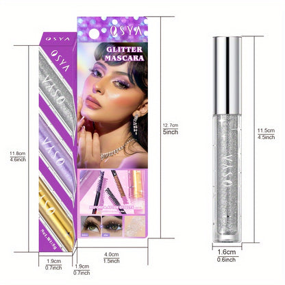 Glitter Shiny Mascara, Waterproof And Smudge Proof, Curling And Eyelashes Lengthening Makeup Tool for Music Festival