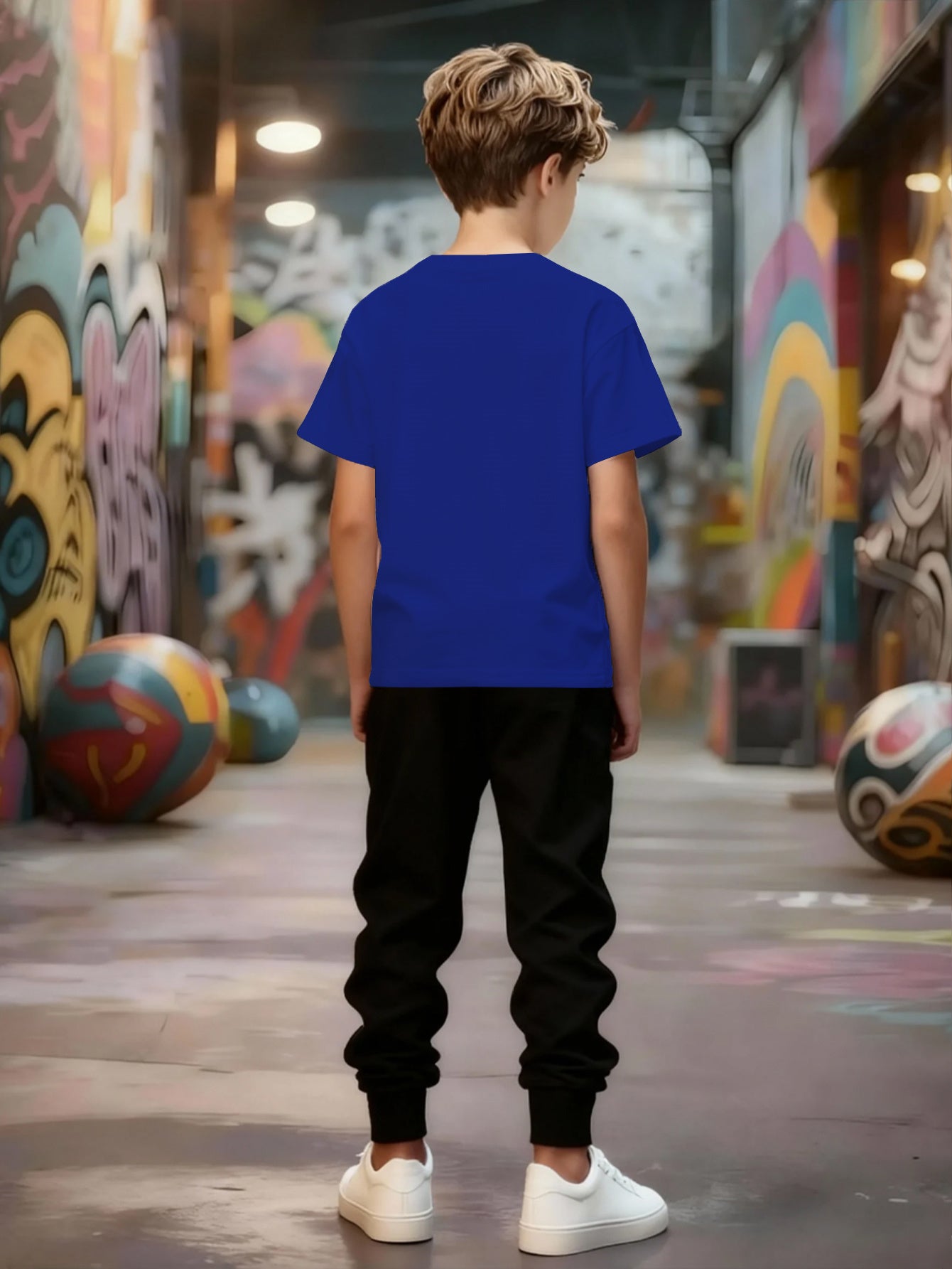 Spring/Summer New Boys' Short Sleeve + Thin Pants Set, Unique Geometric Pattern Design, Versatile Sportswear Set, Stylish and Comfortable, Slightly Stretchy Fabric, Regular Fit, Suitable for Outdoor Use, Perfect for Outdoor