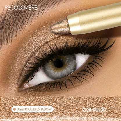 [12 Colors Glitter Shimmer] Pearlescent Eyeshadow Pencil 12 Colors Lasting Glitter Shimmer Eye Highlighter Purple Eyeliner Stick Makeup Tool