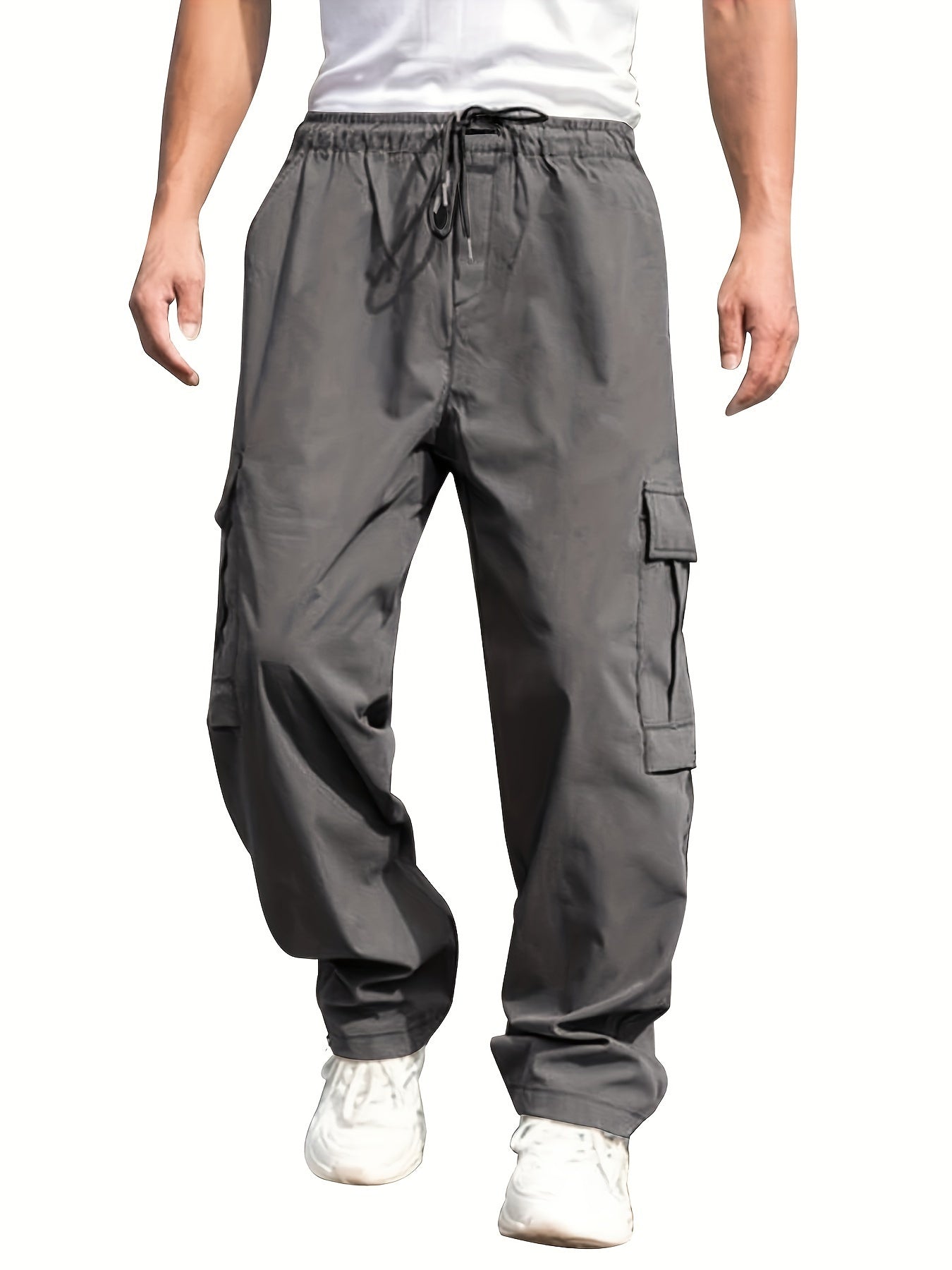Men'S Stylish Loose Straight Casual Multi-Pocket Lightweight Work Pants for Spring And Autumn