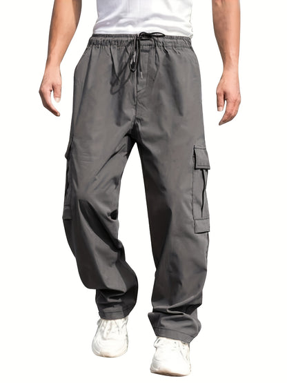 Men'S Stylish Loose Straight Casual Multi-Pocket Lightweight Work Pants for Spring And Autumn