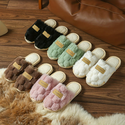 Elegant Women'S Indoor Fluffy Slippers for Winter, Stylish And Easy House Shoes with Plush Warmth., Women Shoes