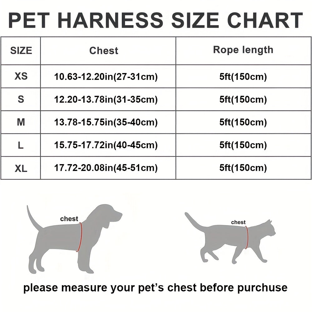 [Dog Harness & Leash] Step-In Dog Harness And Leash Set, All-Weather Breathable Mesh, Reflective, Soft And Lightweight Pet Vest, Suitable for Small Dogs And Puppies, Without Battery