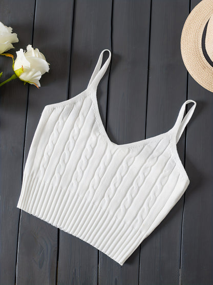 Women'S Stretchy Tank Top - V-Neck Sleeveless Casual Vest with Ribbed Texture, Beige, Versatile for Layering or Standalone Outfits, Allseason Apparel | Vneck Design | Construction, Ladies Tank Tops