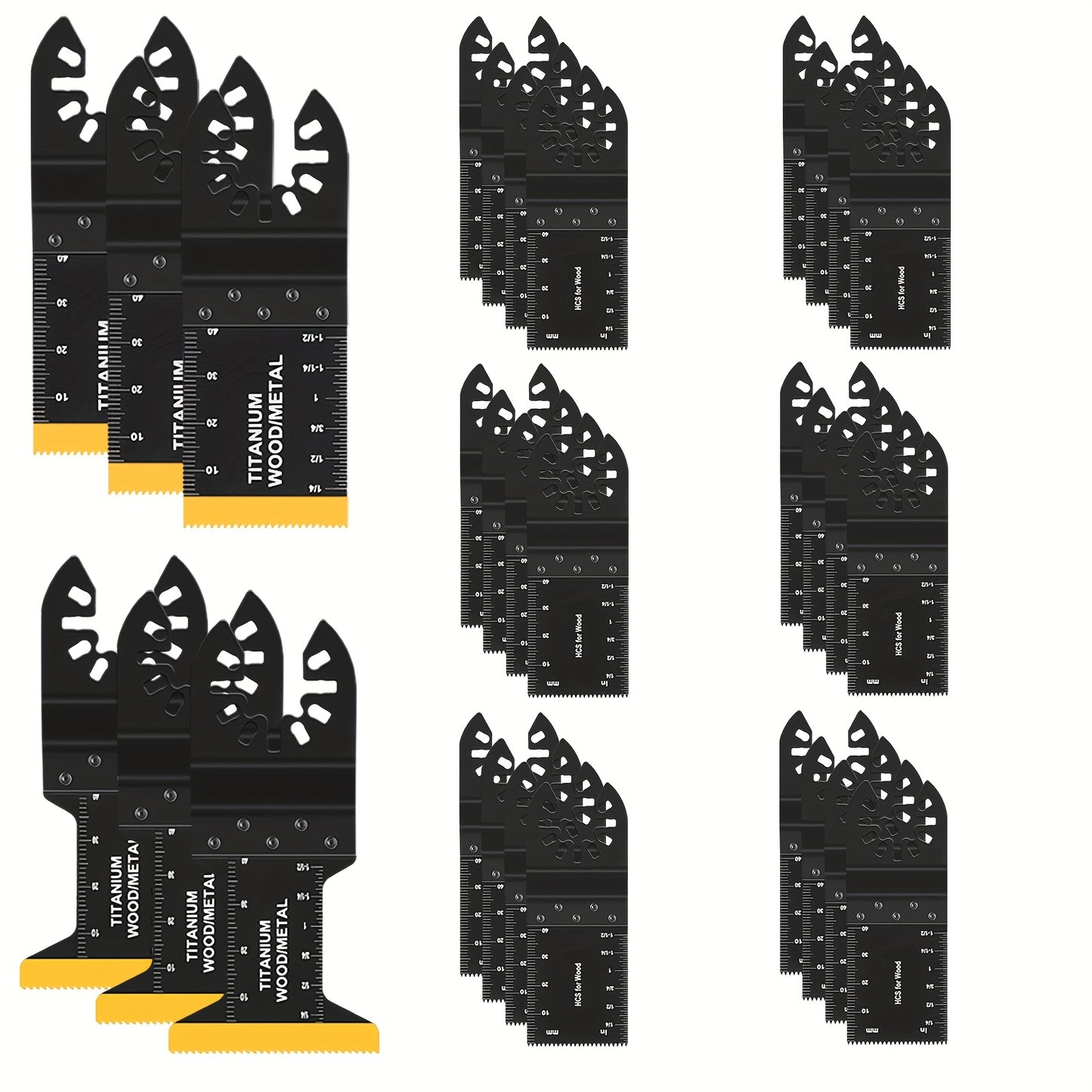 [Heavy-Duty Titanium Saw Blades] 10/20/30/50pcs Heavy-Duty Titanium Oscillating Saw Blades - Multitool Blades for Cutting Hard Materials, Metal Nails, Wood & Plastic - Fit for All Models, No Electricity Needed, Durable Metal Construction, Versatile Cuttin