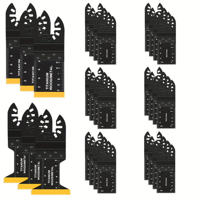 [Heavy-Duty Titanium Saw Blades] 10/20/30/50pcs Heavy-Duty Titanium Oscillating Saw Blades - Multitool Blades for Cutting Hard Materials, Metal Nails, Wood & Plastic - Fit for All Models, No Electricity Needed, Durable Metal Construction, Versatile Cuttin