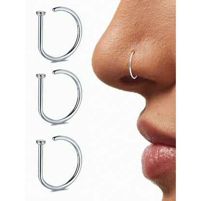 1pc/3pcs/5pcs Geometric Shape Nose Rings | Punk Style, Pierced Nose Rings, Women'S Body Jewelry, Nasal Septum Stainless Steel Nose Studs, 18K Golden Plated, VJS Brand