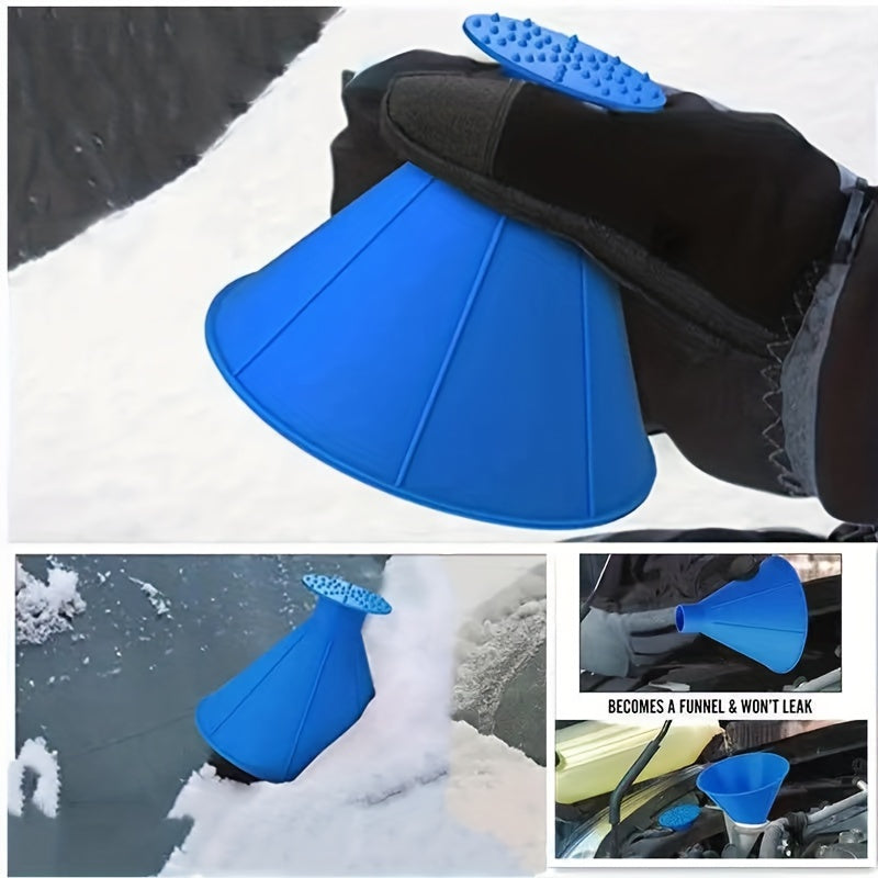 3pcs Car Window Windshield Magic Ice Scraper, Oil Funnel and Snow Shovel Tool Set - Winter Auto Accessories