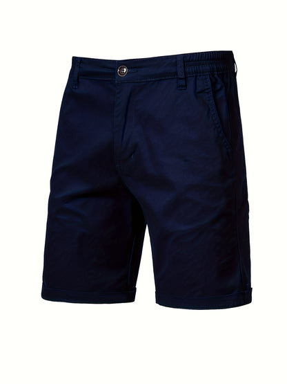Men's Navy Blue Cotton Shorts - Non-Stretch Casual Everyday & Formal Shorts with Side Pockets, Machine Washable Regular Fit for Office, Outings, Lounge Wear - Breathable Cotton Fabric, Versatile Clothing, Classic Design, Comfortable Material, Office Attir