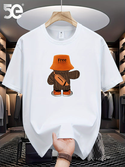 5E Brand Print T-Shirt Made of 100%, Heavyweight New Style, Pure Short-Sleeve Summer T-Shirt, Loose Fit, Round Neck, Men'S Short-Sleeve Trendy Shirt