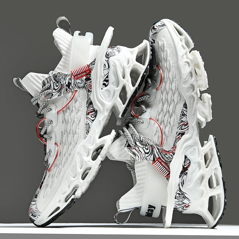 Men's Casual Sneakers, Mid-Top Blade Running Shoes for Autumn/Winter, Slip-Resistant for Daily Wear