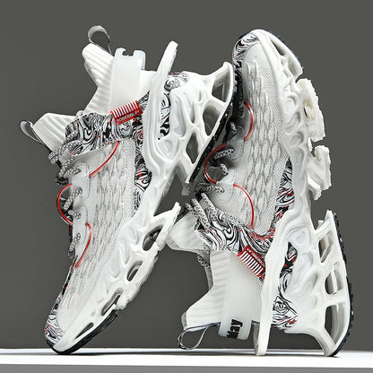Men's Casual Sneakers, Mid-Top Blade Running Shoes for Autumn/Winter, Slip-Resistant for Daily Wear