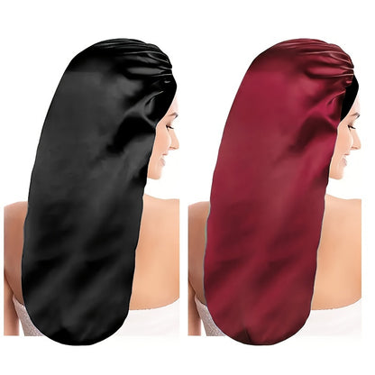 [1pc Satin Sleep Bonnet] 1pc Extra Large Satin Sleep Bonnet for Women - Long Hair Protection for Straight Curly Dreadlock And Braids, Night Cap - Bathroom Accessories