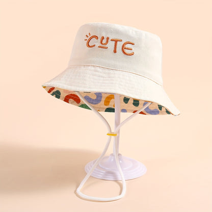 [Cute Fisherman Hat] Breathable Cute Letter Embroidery Fisherman Hat | Wide Brim Sun Protection Bucket Hat For Outdoor Traveling Beach Party - Boys And Girls Teen Accessories