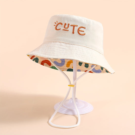 [Cute Fisherman Hat] Breathable Cute Letter Embroidery Fisherman Hat | Wide Brim Sun Protection Bucket Hat For Outdoor Traveling Beach Party - Boys And Girls Teen Accessories