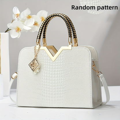 New Women's Crossbody Bag, High-End Patent Leather Stone Pattern Crossbody Bag