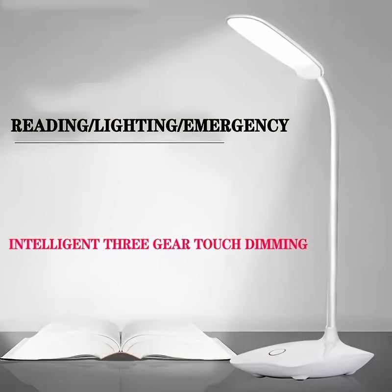 1pc Of LED Desk Lamp, LED Desktop Lamp, Eye Protection Book Desk Lamp, USB Charging Dormitory Bedroom Bedside Lamp, Study Desk Touch Dimming Desk Lamp, Reading Lamp (Colors: Pink, White, Blue). Christmas Gift.400mAh Battery