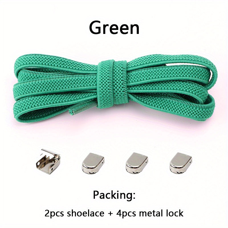 [Elastic Shoe Laces] Stretchy Elastic Shoe Laces for Sneakers | Adjustable Flat Shoelaces with Metal Aglets, Perfect for Casual Footwear, Casual Shoelaces | No Tie Polyester & Spandex
