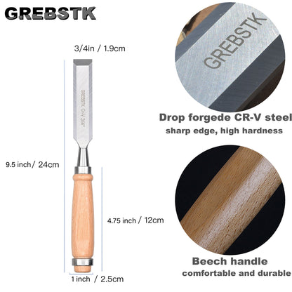 2-inch Woodworking Chisel, Lovo Vanadium Steel with Protective Sleeve, Flat Chisel, Woodworking Tool