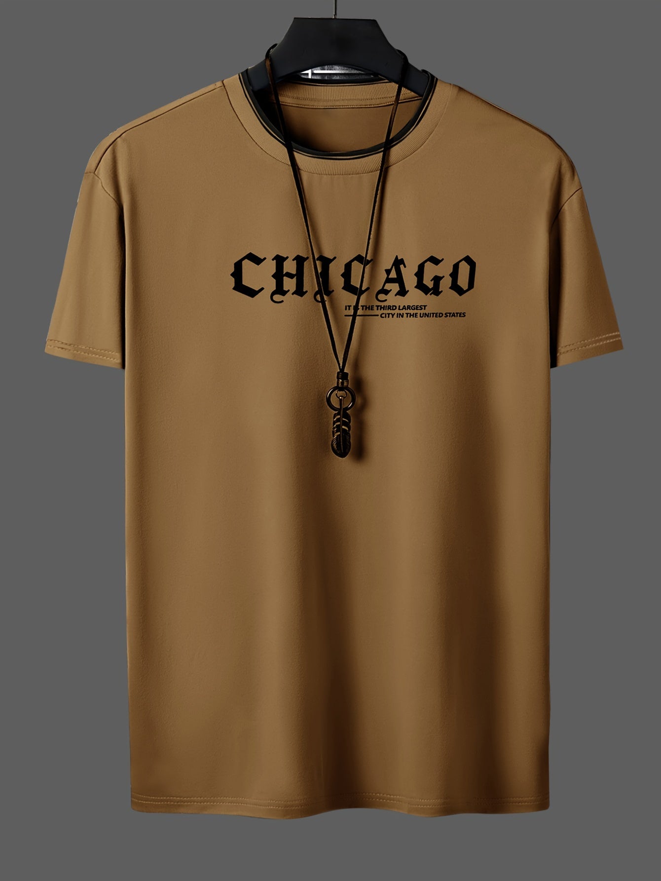 Men'S Minimalist Casual Stylish Trendy Comfortable Short-Sleeve T-Shirt with Chicago Letter Pattern Print for Summer, Breathable, Sweat-Absorbing, And Cool, Sweat-Resistant