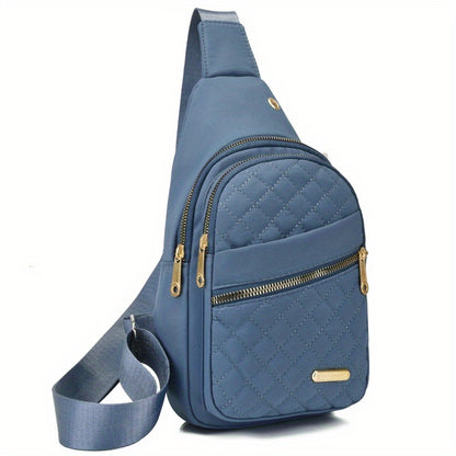 [Large-Capacity Chest Bag] Women's Single-Shoulder Bag, Women's Chest Bag, Large-Capacity Women's Fabric Chest Bag with Headphone Jack and Multiple Storage Compartments